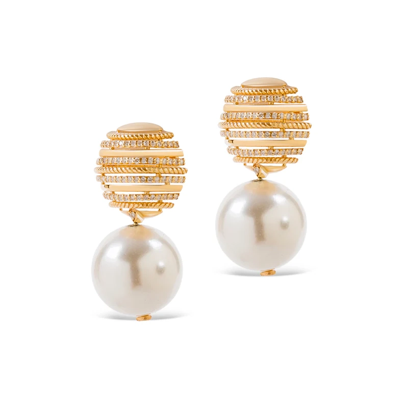 Golden Elegance Pearl Drops Earings