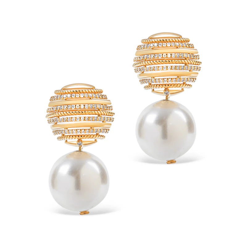 Golden Elegance Pearl Drops Earings