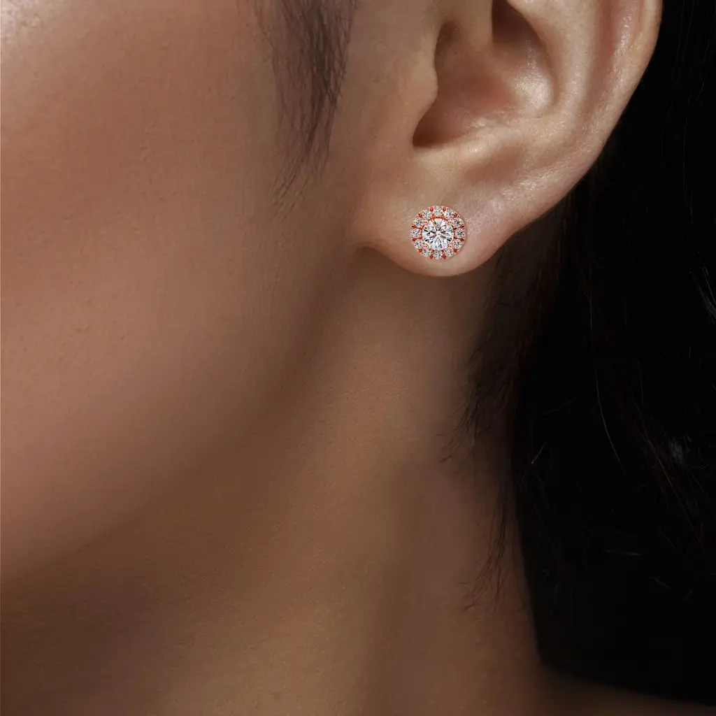 Halo Diamond Stud Earrings