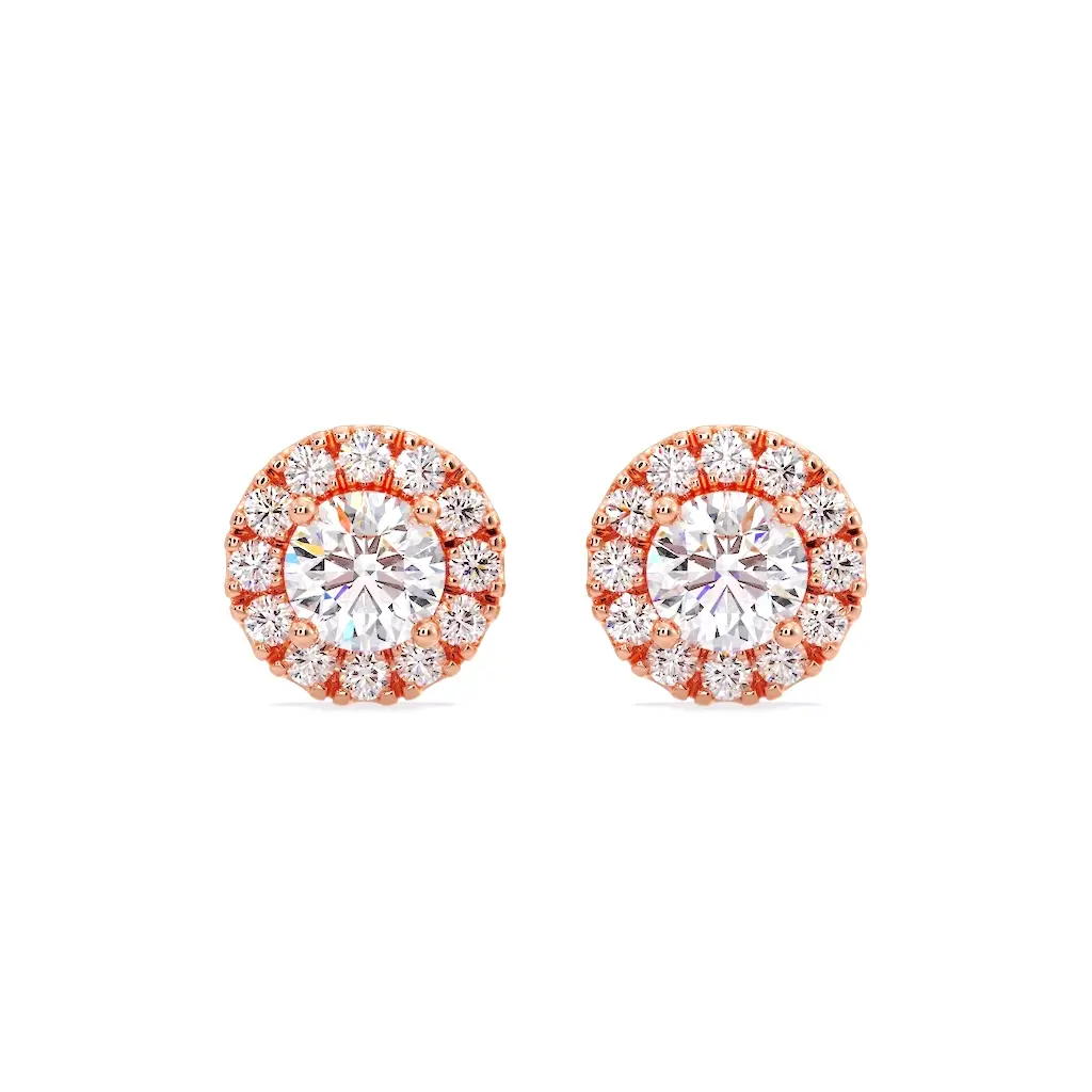 Halo Diamond Stud Earrings