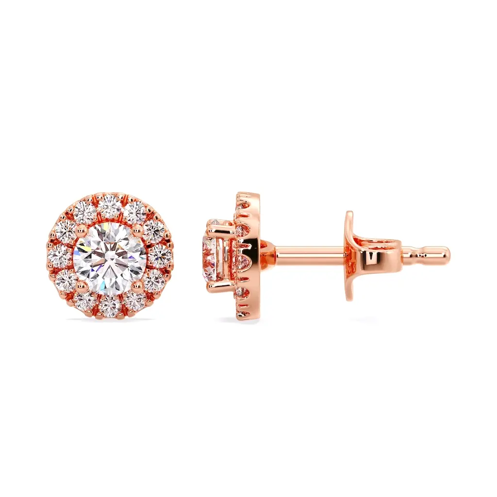 Halo Diamond Stud Earrings
