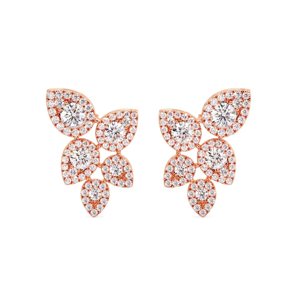 Leaf Cluster Diamond Earrings