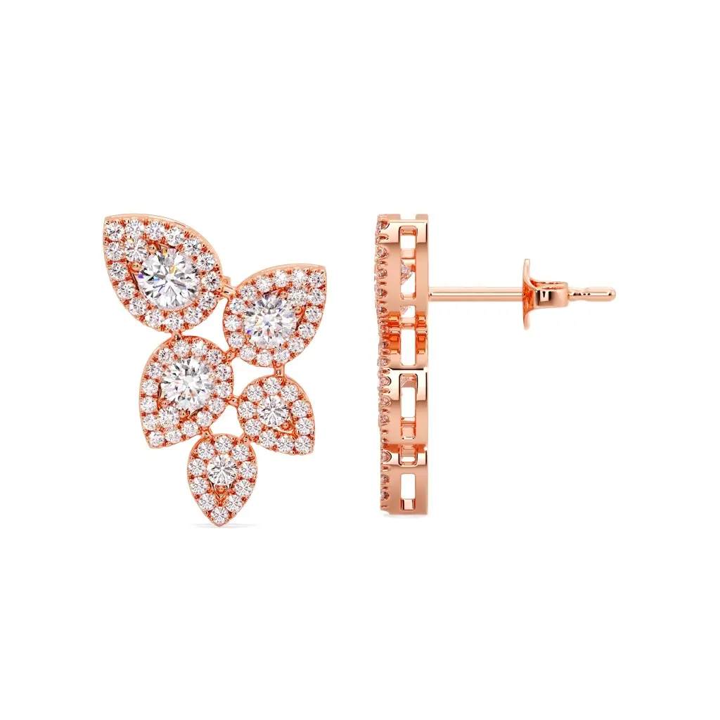 Leaf Cluster Diamond Earrings