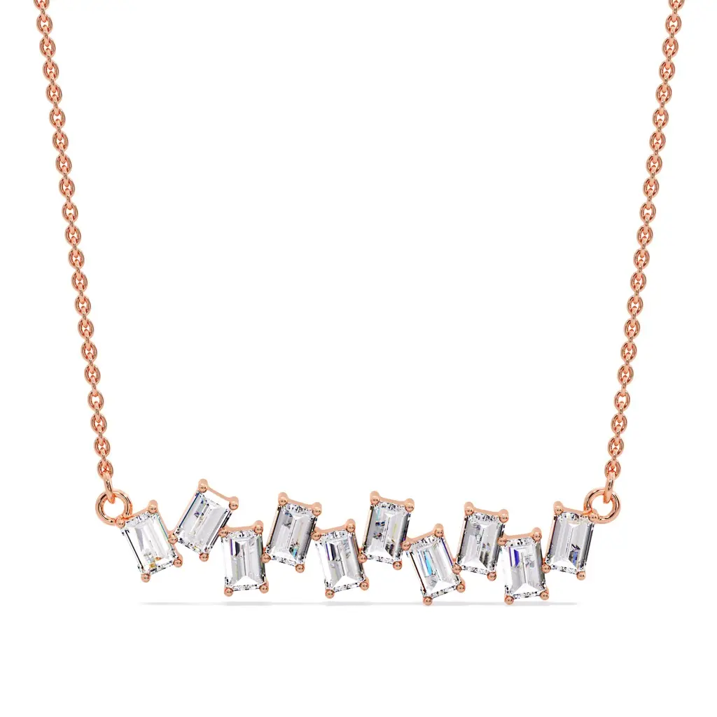 Radiant Baguette Cluster Necklace
