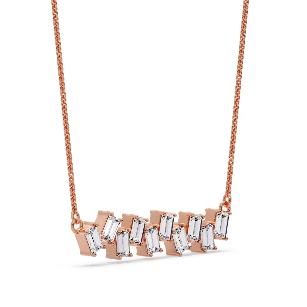 Radiant Baguette Cluster Necklace