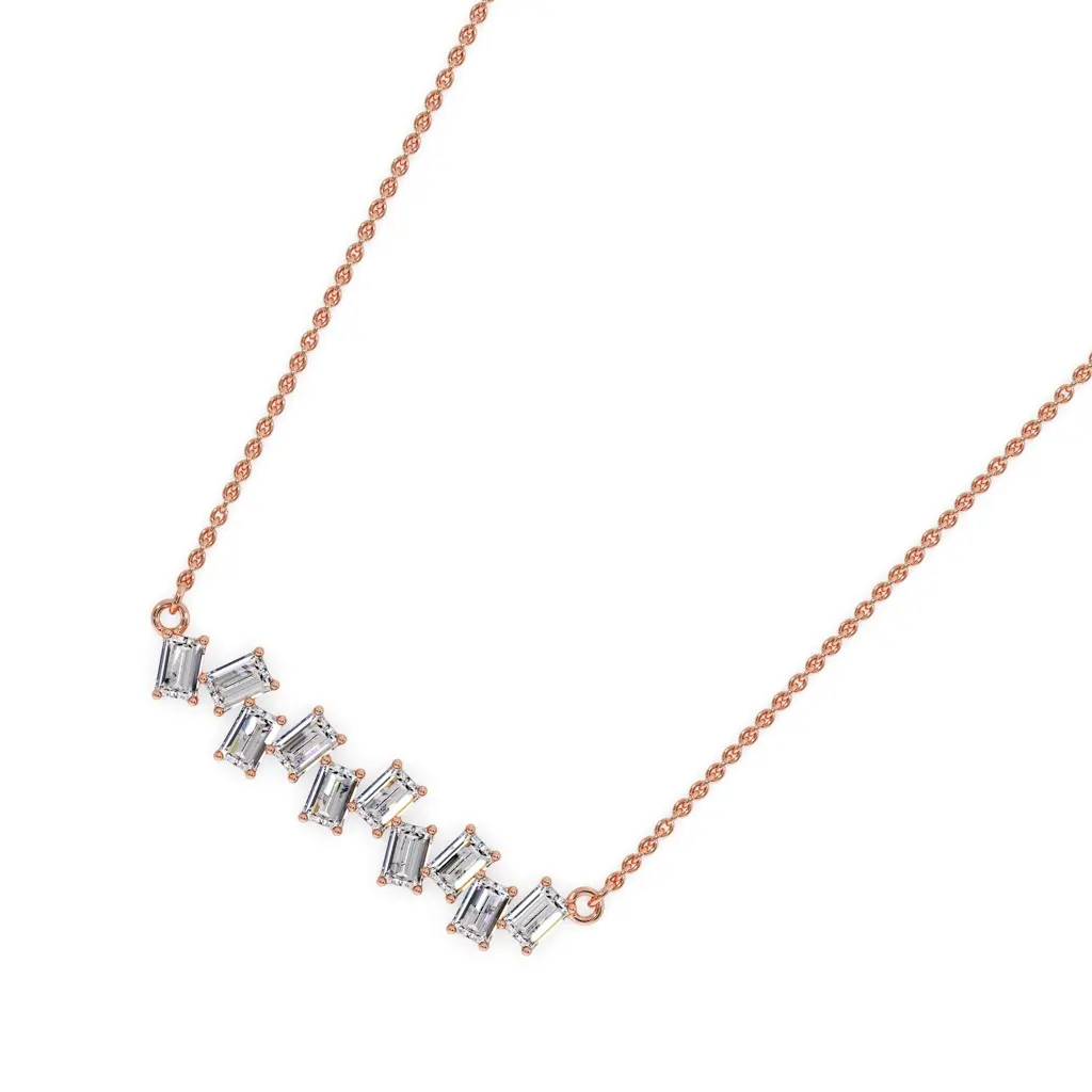 Radiant Baguette Cluster Necklace